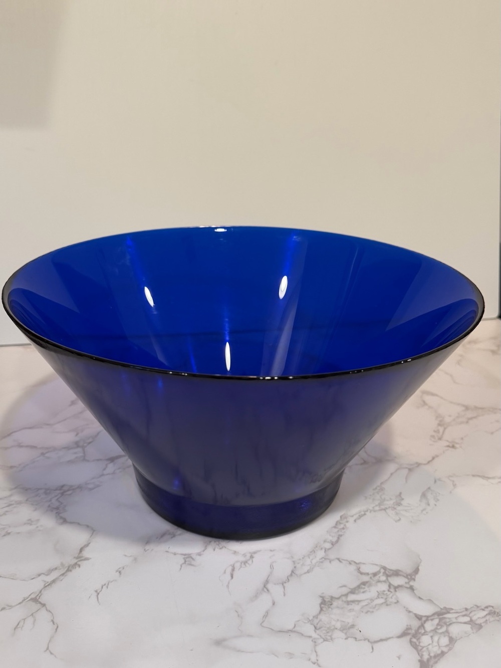 Large Cobalt Blue Art Glass Centerpiece Bowl 12”